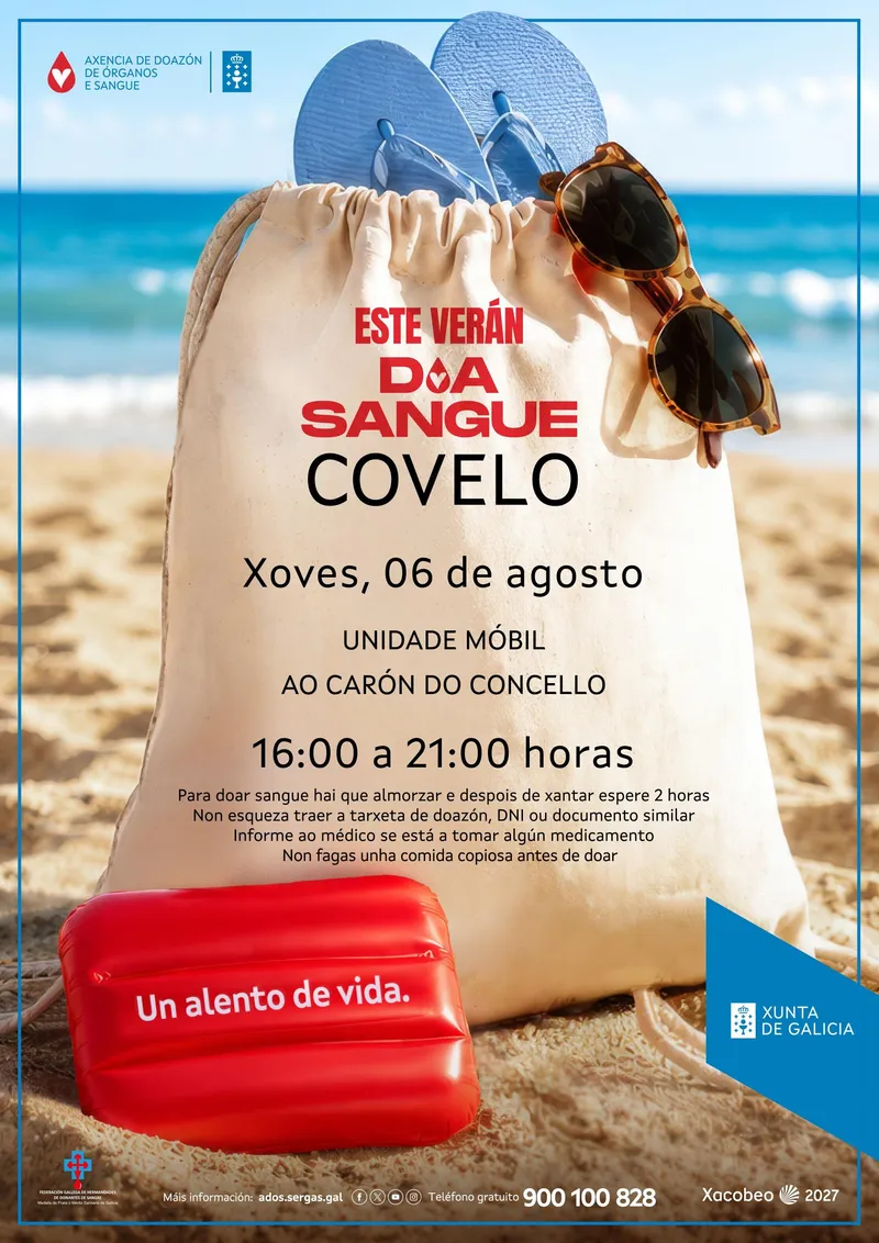 Covelo acoge una unidad móvil de donación de sangre el 6 de agosto