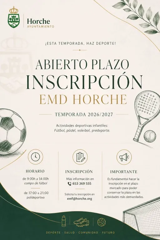 Horche abre inscripciones para la Escuela Municipal Deportiva 2026/2027