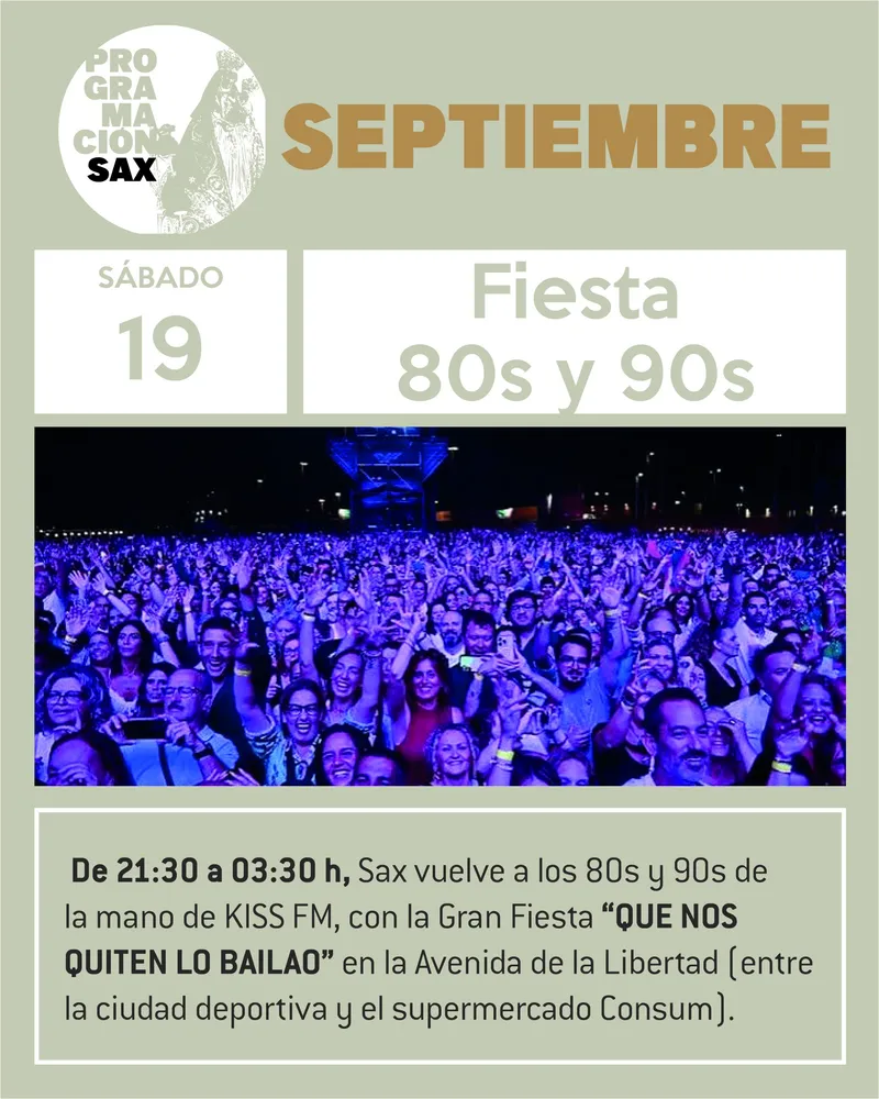 Sax se sumerge en la música de los 80 y 90 con una gran fiesta en la Avenida de la Libertad