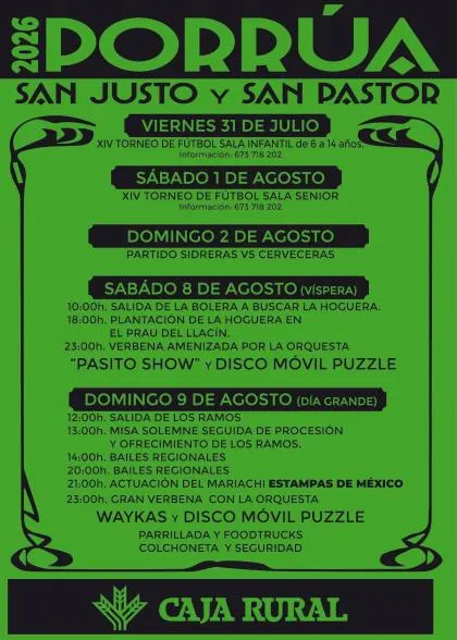 Porrúa celebra sus fiestas patronales de San Justo y San Pastor con verbena y mariachis
