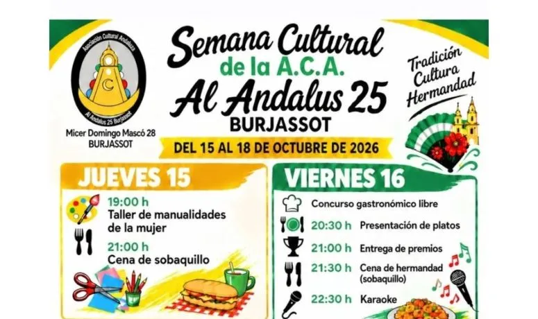 La asociación Al Andalus 25 de Burjassot organiza su semana cultural con actividades para todos los públicos