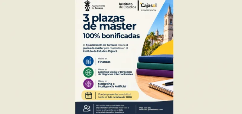 Tomares ofrece tres másteres universitarios con beca completa para empadronados