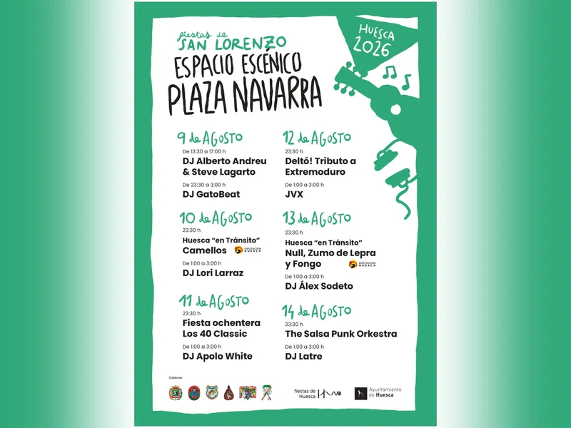 Huesca presenta la programación musical de las fiestas de San Lorenzo 2026 en Plaza de Navarra