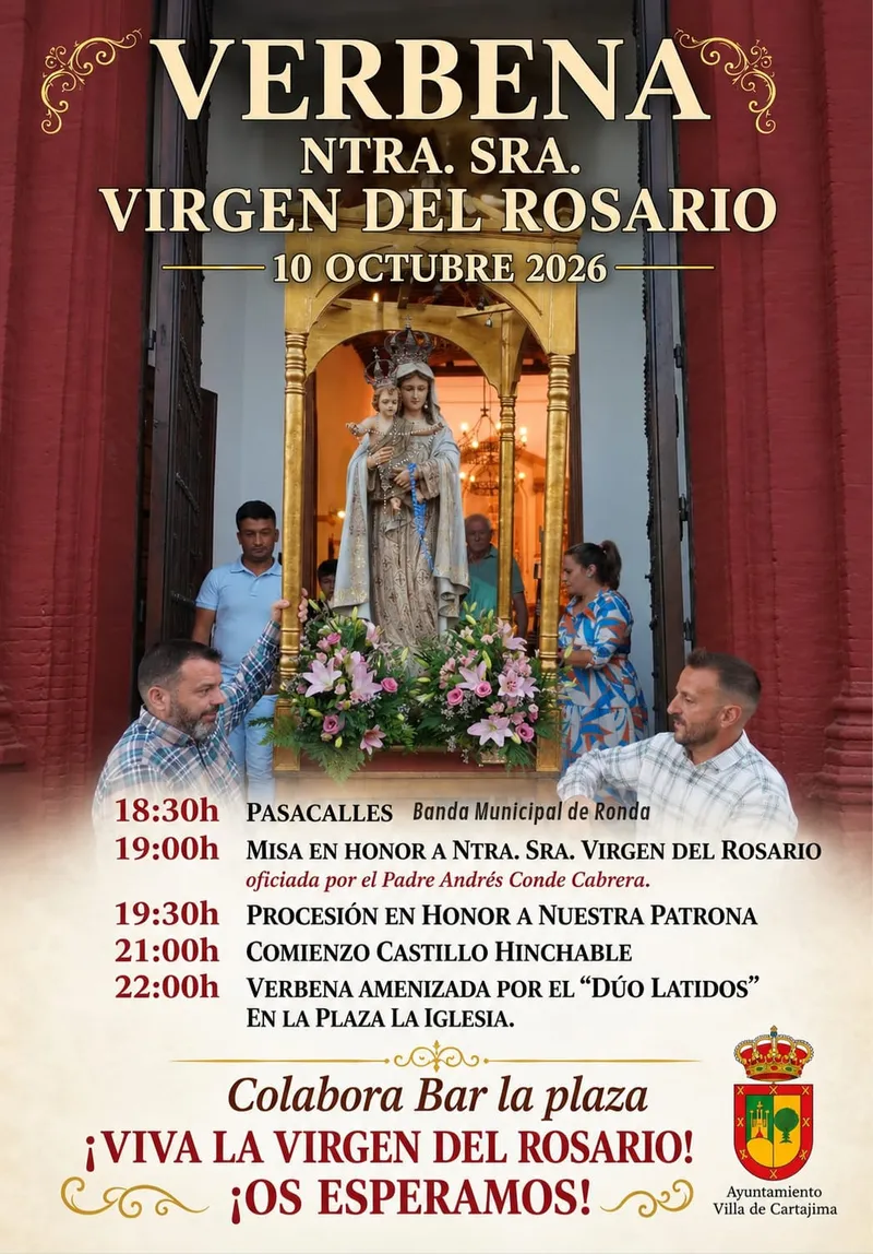 Cartajima celebra el Día de su Patrona, la Virgen del Rosario, con procesión y verbena