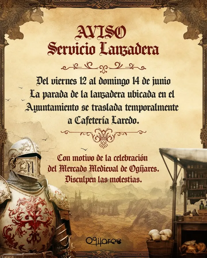Ogíjares: la lanzadera municipal cambia de ubicación por el Mercado Medieval