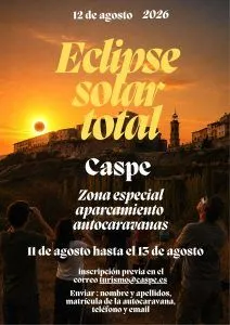 Caspe se prepara para el eclipse total de Sol de 2026 con áreas de autocaravanas gratuitas