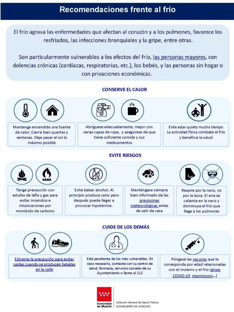 Valdepiélagos emite recomendaciones sanitarias ante la bajada de temperaturas