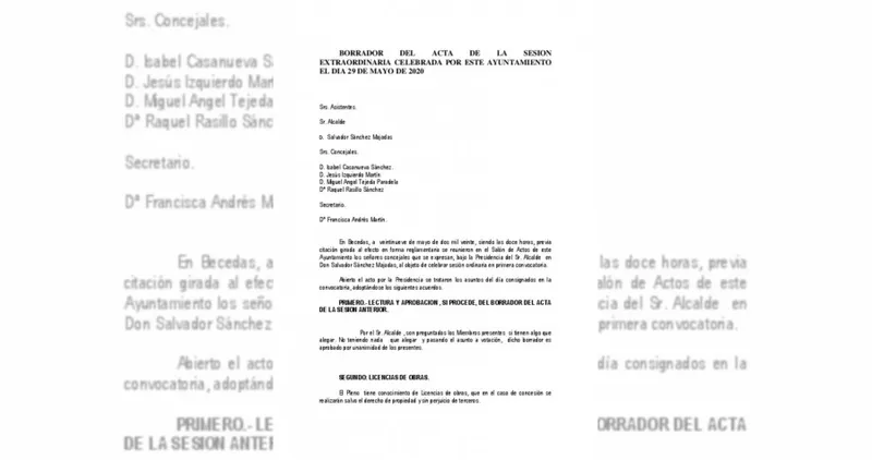 Becedas aprueba el acta del pleno extraordinario del 29 de mayo de 2020