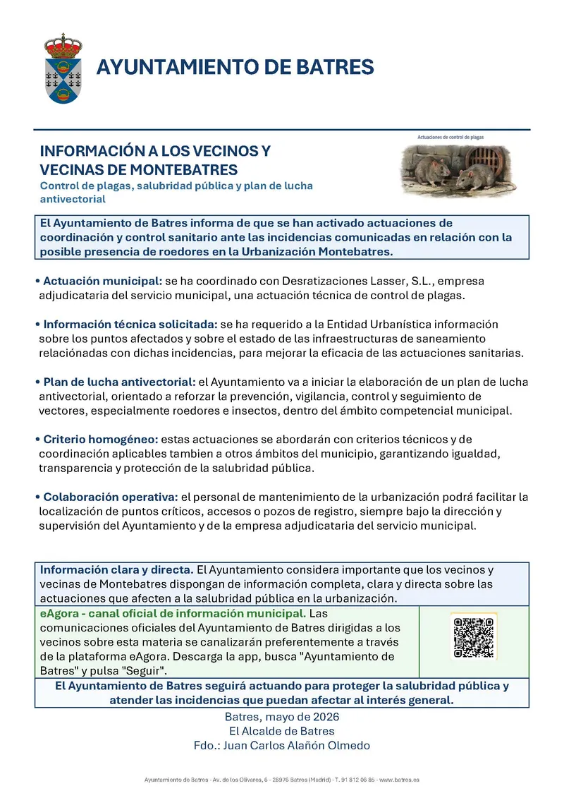 Batres inicia control sanitario por posible presencia de roedores en Montebatres