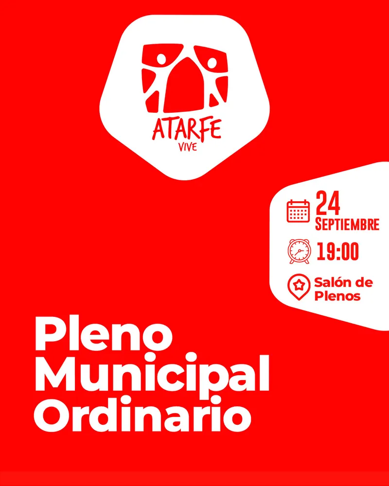 Atarfe celebra pleno ordinario el 24 de septiembre con asistencia presencial y online