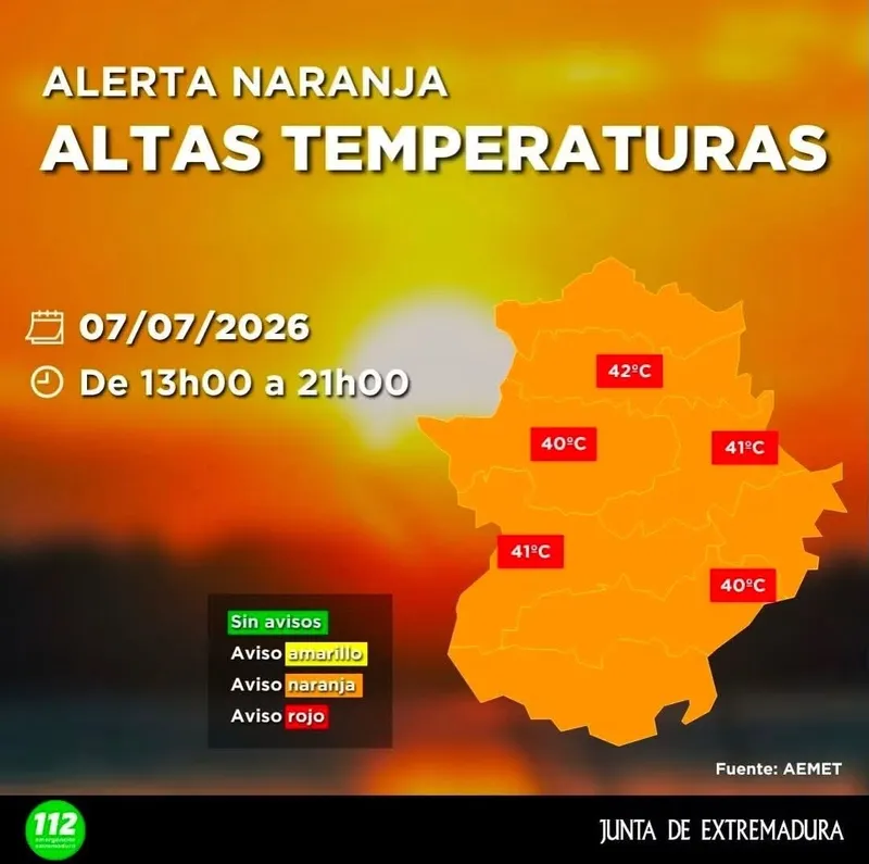 Alerta naranja por temperaturas extremas en Monesterio: se esperan hasta 40 ºC