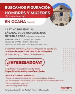 Ocaña busca figurantes para un rodaje de cine en noviembre