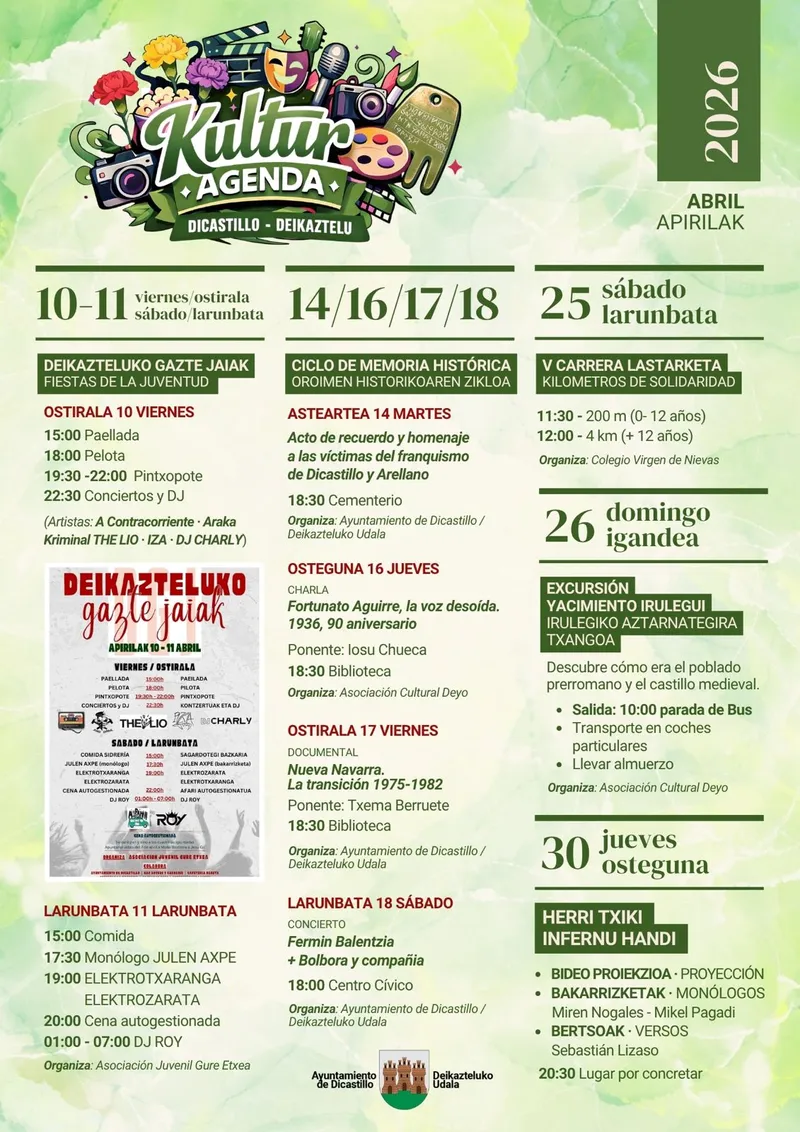 Dicastillo presenta su agenda cultural para abril con diversas actividades