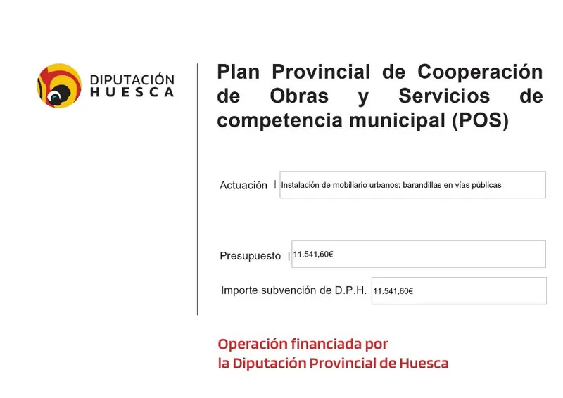 Lascuarre recibe 11.541€ de la Diputación para instalar barandillas en vías públicas
