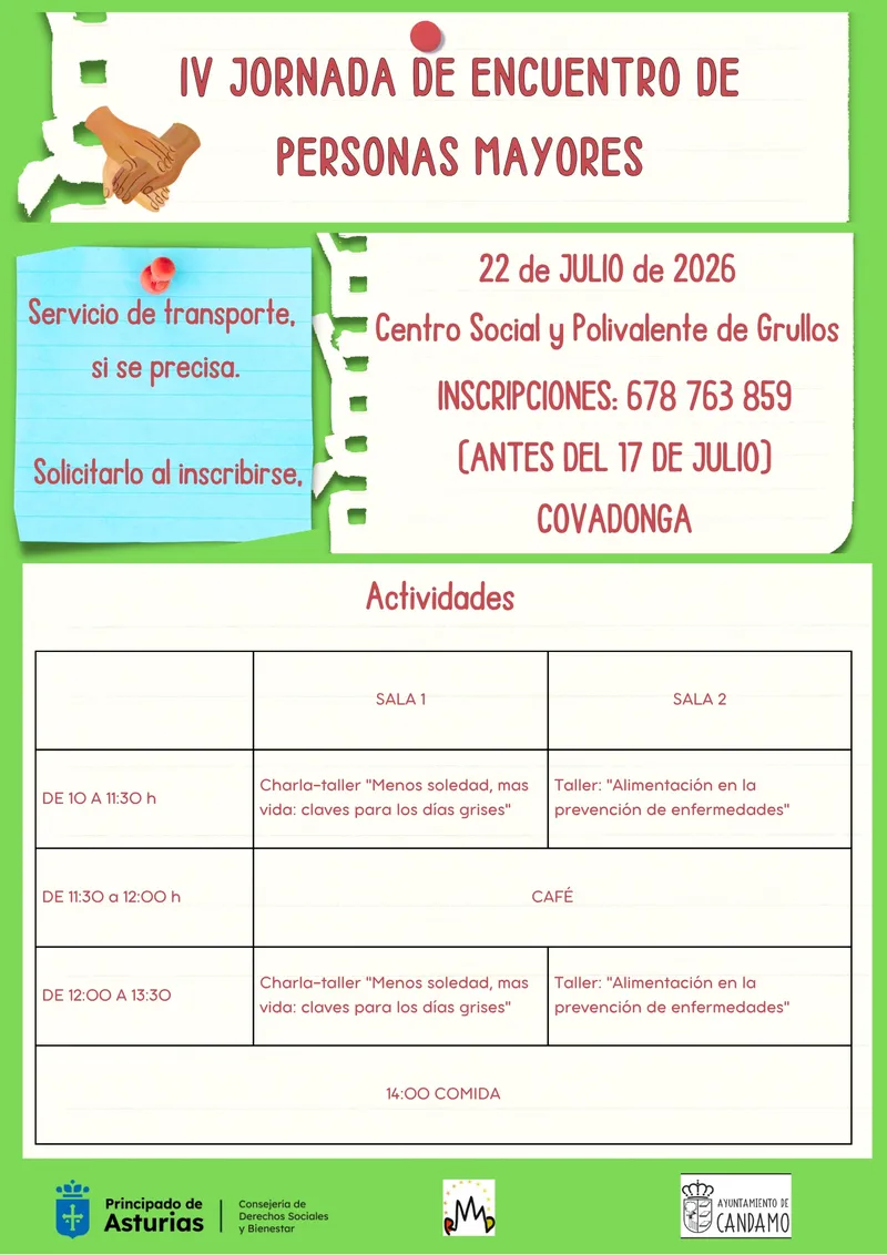 Candamo celebra la IV Jornada de Encuentro para Personas Mayores con talleres y comida