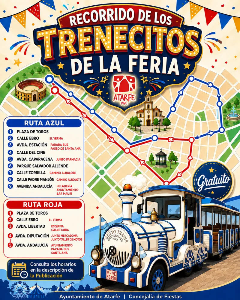 Atarfe ofrece transporte gratuito en tren a la Feria durante las fiestas patronales