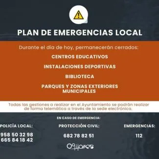 Ogíjares activa el Plan de Emergencias Local ante la borrasca Leonardo