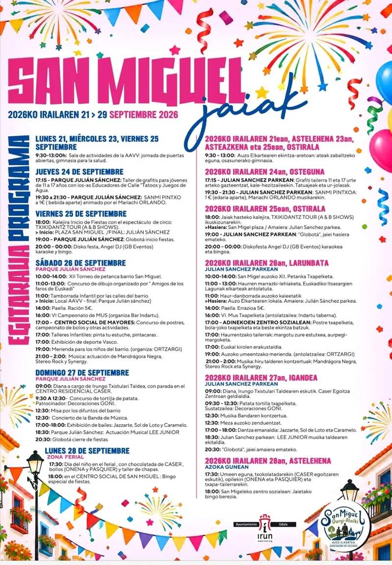 El barrio de San Miguel en Irun celebra sus fiestas anuales con un variado programa de actividades