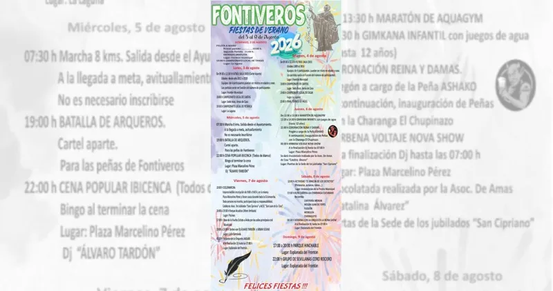 Fontiveros se prepara para sus Fiestas de Verano 2026 del 3 al 9 de agosto