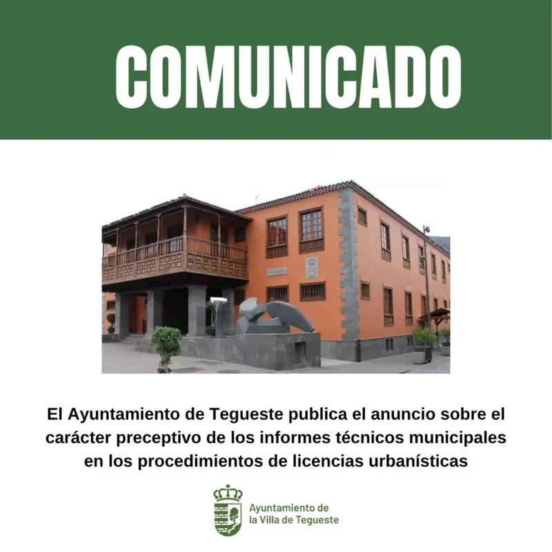 Tegueste mantiene la obligatoriedad de informes técnicos para licencias urbanísticas