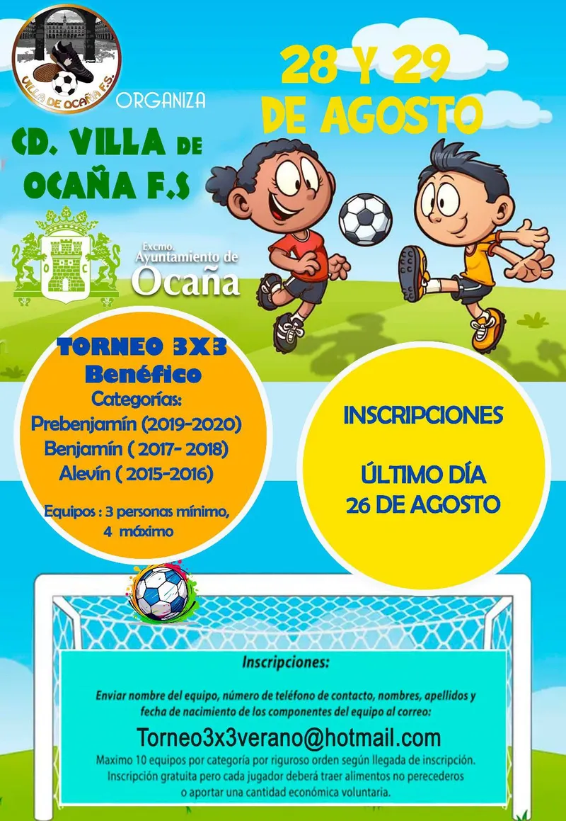 Ocaña celebra un torneo de fútbol 3x3 benéfico para categorías inferiores
