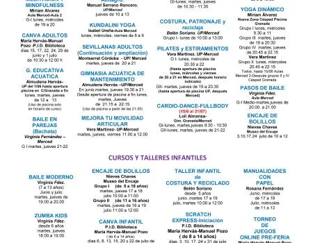Almagro programa cursos y talleres de verano y otoño en la Universidad Popular