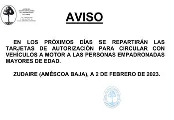 Reparto de tarjetas de autorización para circular en la Junta del Monte Limitaciones de las Améscoas