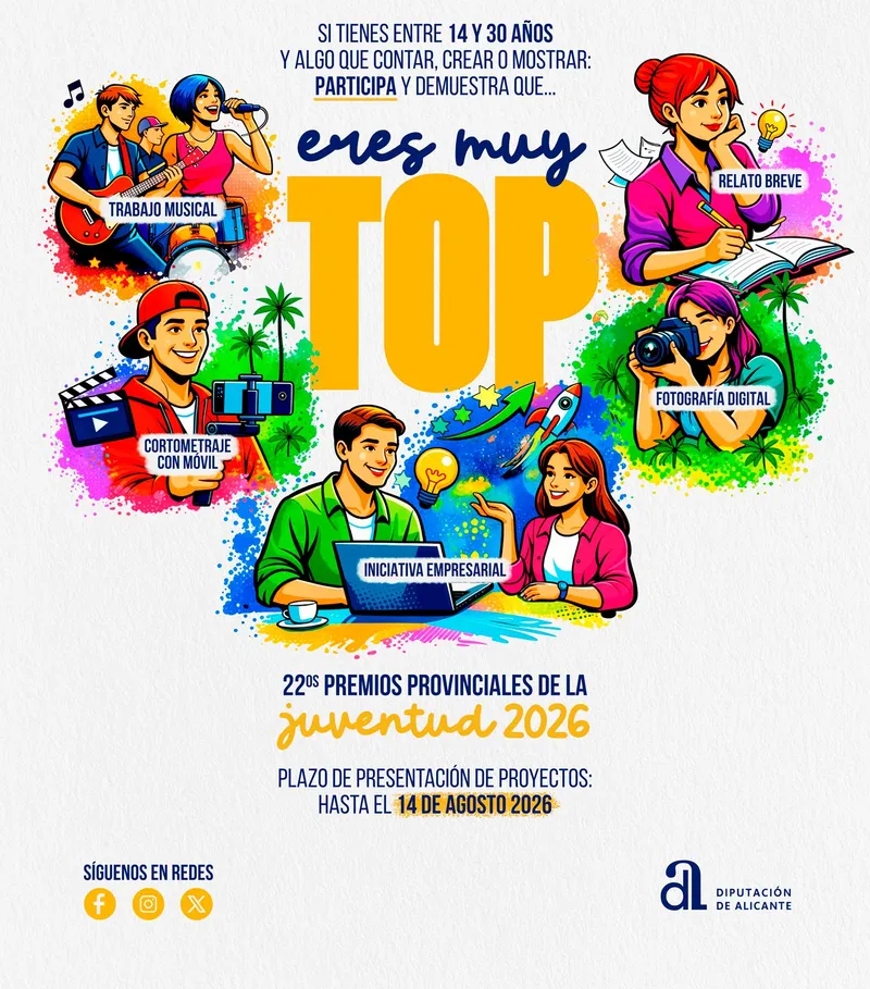 La Diputación de Alicante celebra en Santa Pola la Gala de los Premios #TopCreation para jóvenes talentos