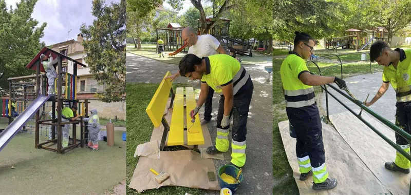 Tafalla renueva los juegos infantiles del Parque de la Culebra con trabajos de jardinería y pintura
