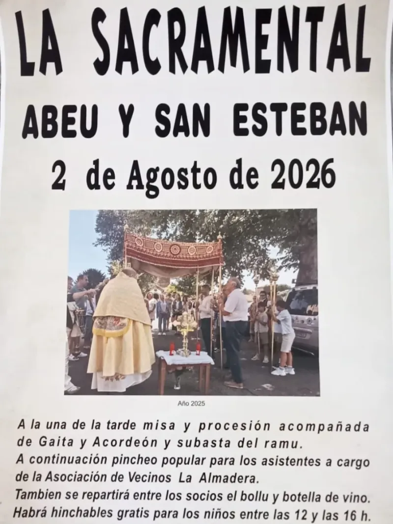 Abéu y San Esteban celebran La Sacramental con hinchables, misa y pincheo popular