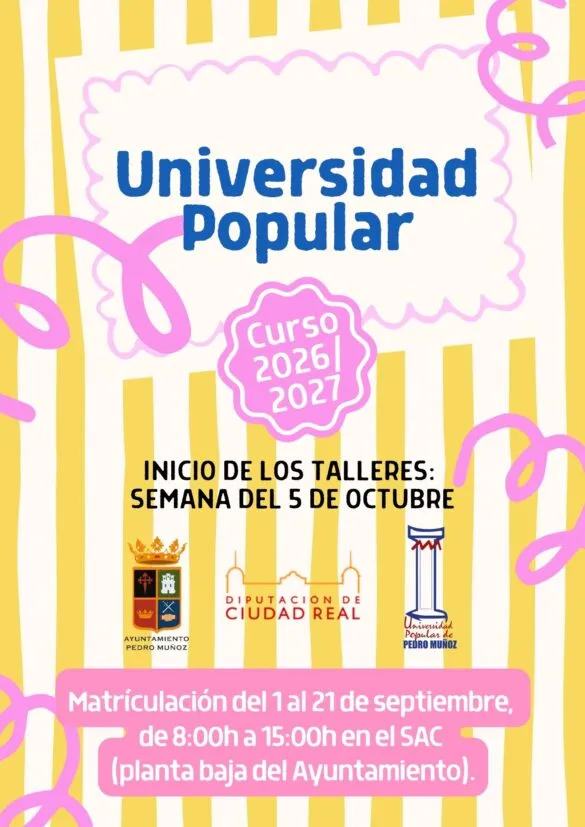 La Universidad Popular de Pedro Muñoz abre inscripciones para sus talleres de otoño