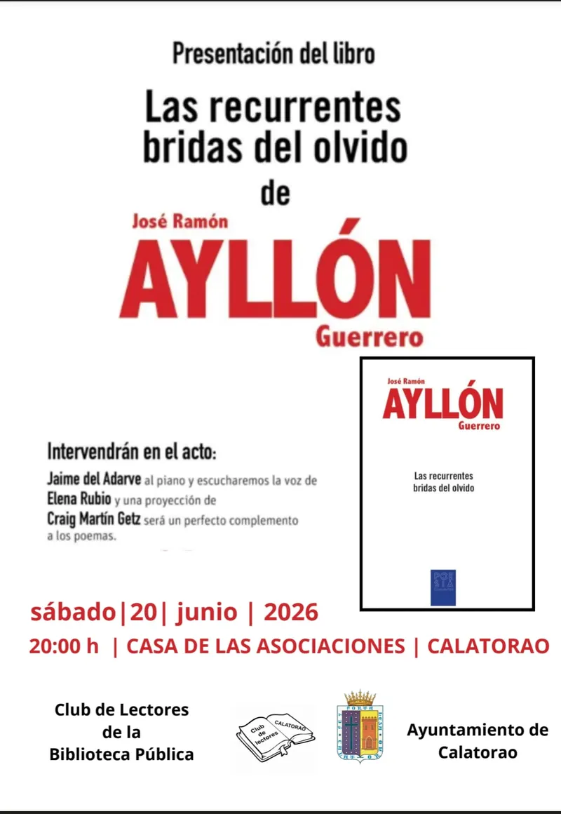 José Ramón Ayllón presenta su poemario en Calatorao el 20 de junio