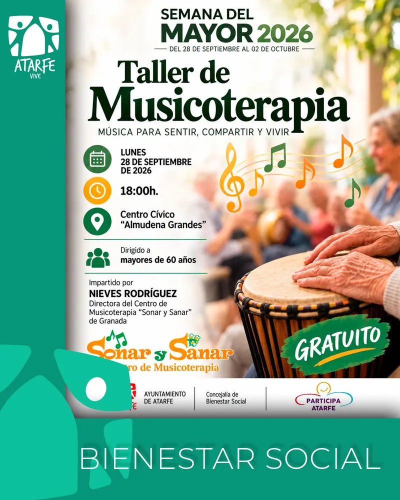 Atarfe celebra la Semana del Mayor con un taller gratuito de musicoterapia