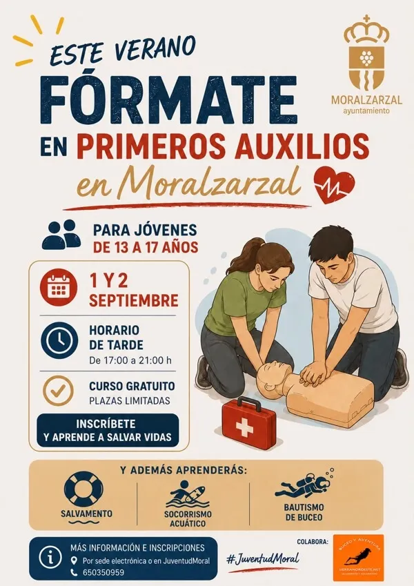 Moralzarzal lanza un taller gratuito de primeros auxilios, socorrismo y buceo para jóvenes