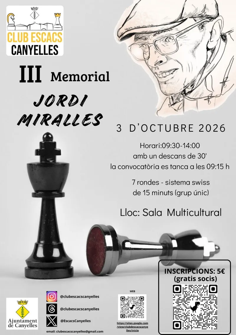 Canyelles celebra el III Memorial Jordi Miralles de ajedrez