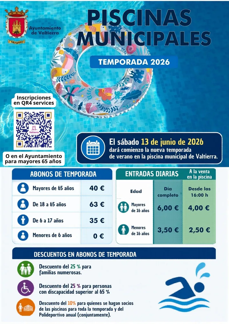 La piscina municipal de Valtierra abre sus puertas el 13 de junio para la temporada de verano 2026
