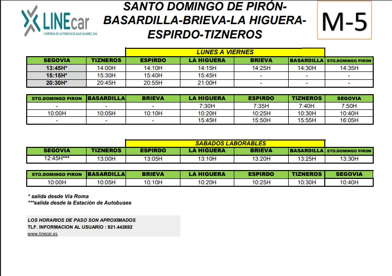 Brieva actualiza los horarios del servicio de autobús para sus vecinos