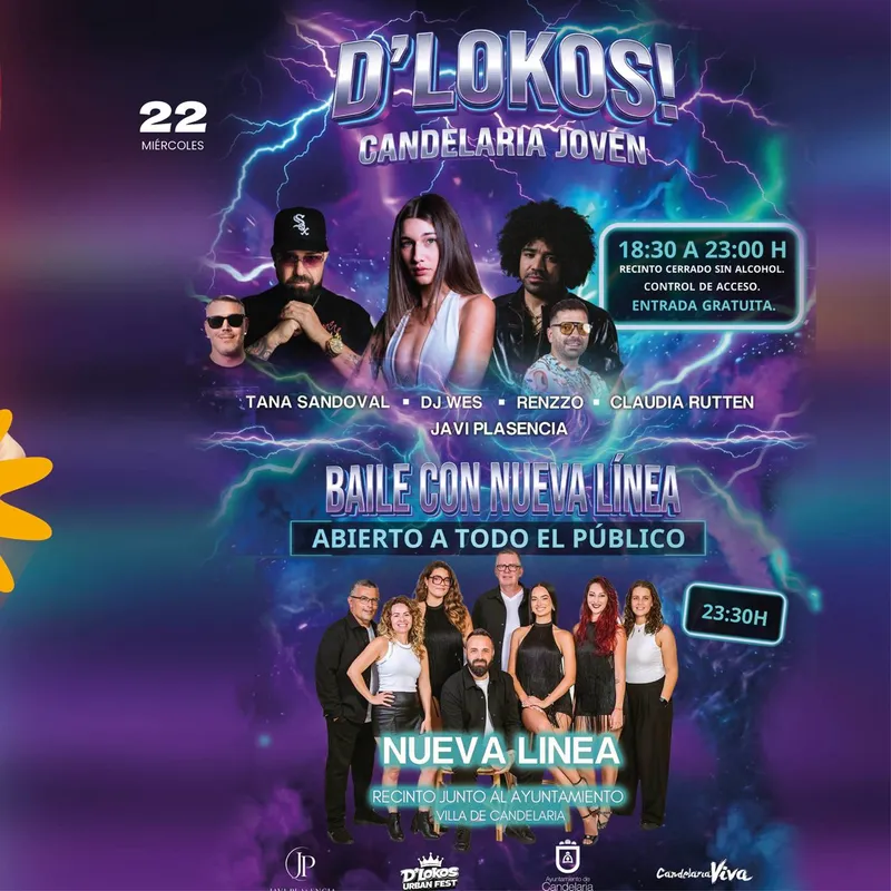 Candelaria acoge la fiesta juvenil D’Lokos! y el concierto de la orquesta Nueva Línea