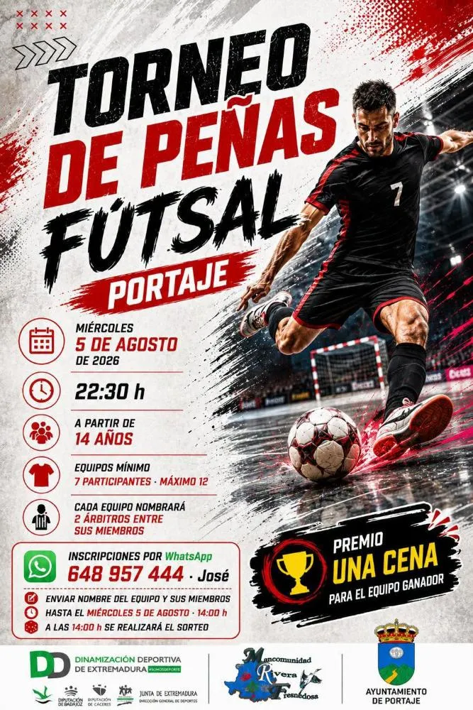 Portaje celebra su torneo de peñas de fútbol sala el 5 de agosto