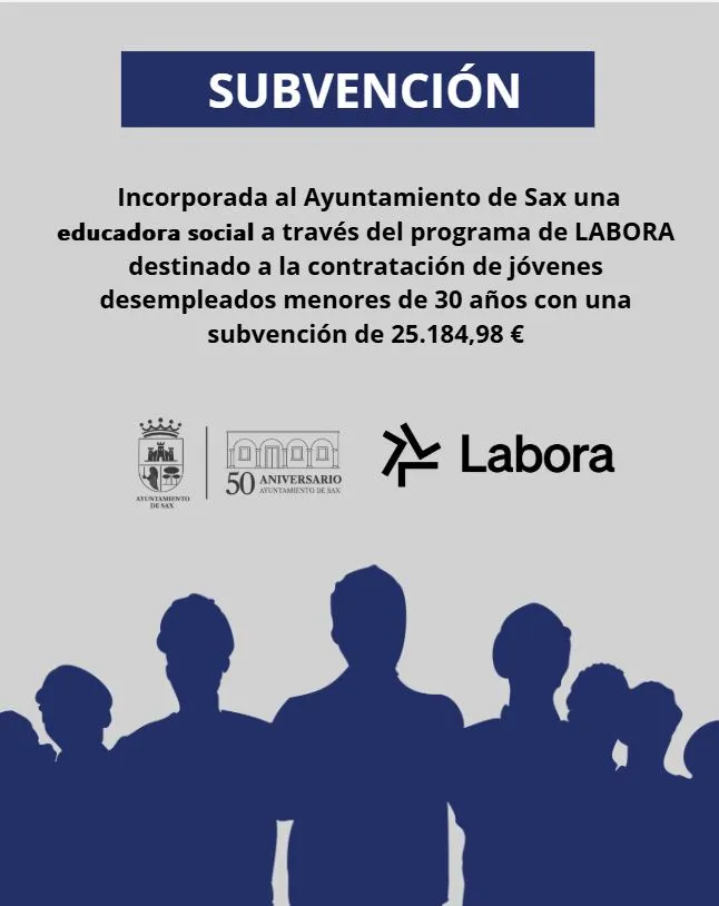 Sax contrata una educadora social para impulsar el empleo juvenil con ayuda de LABORA