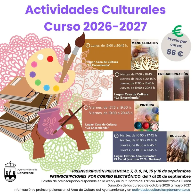 Benavente abre el plazo de preinscripción para sus actividades culturales de otoño