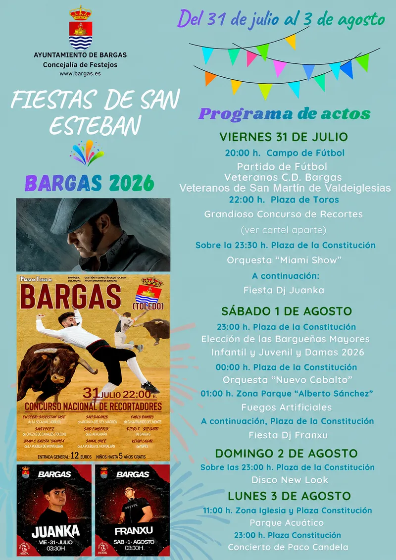 Bargas celebra las fiestas de San Esteban del 31 de julio al 3 de agosto