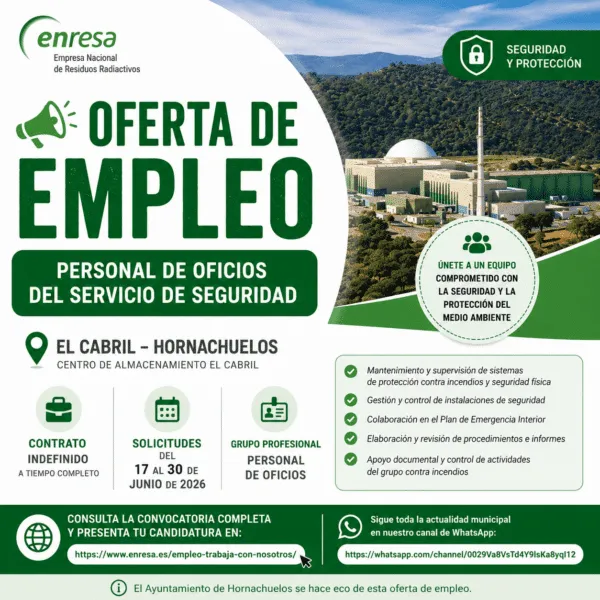 ENRESA abre proceso selectivo para Personal de Oficios de Seguridad en El Cabril