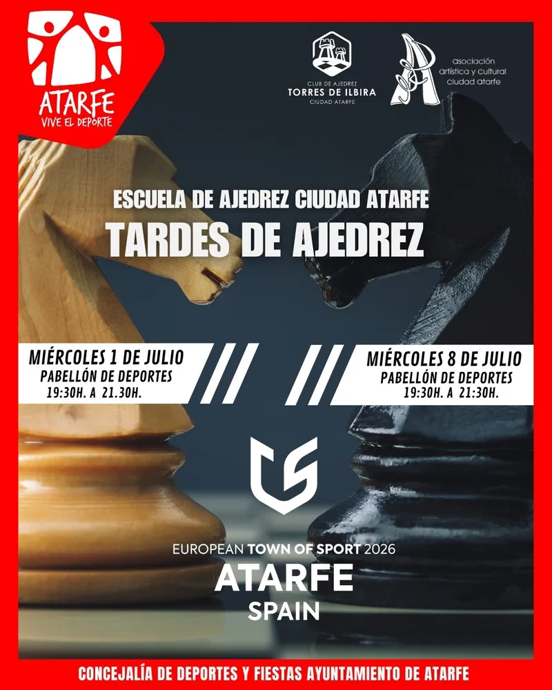 Atarfe organiza tardes de ajedrez gratuitas para todas las edades este julio