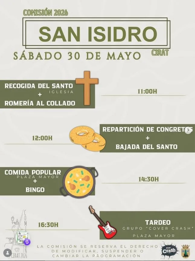 Cirat celebra San Isidro con romería, comida popular y música en directo