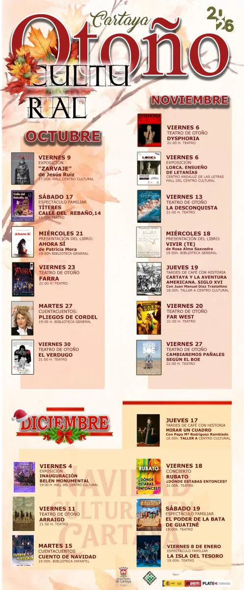 Cartaya presenta una extensa programación cultural para el otoño y el invierno