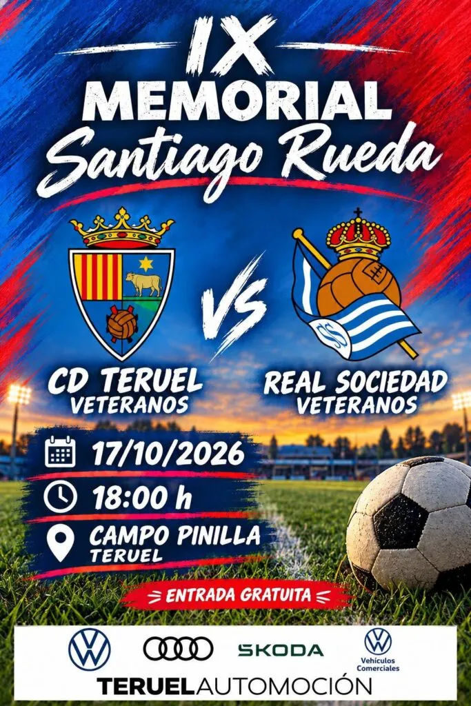El IX Memorial Santiago Rueda enfrenta a veteranos del CD Teruel y la Real Sociedad en Pinilla