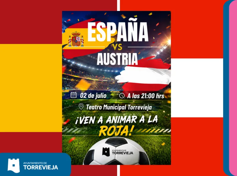 Torrevieja retransmite el partido de España contra Austria en el Teatro Municipal