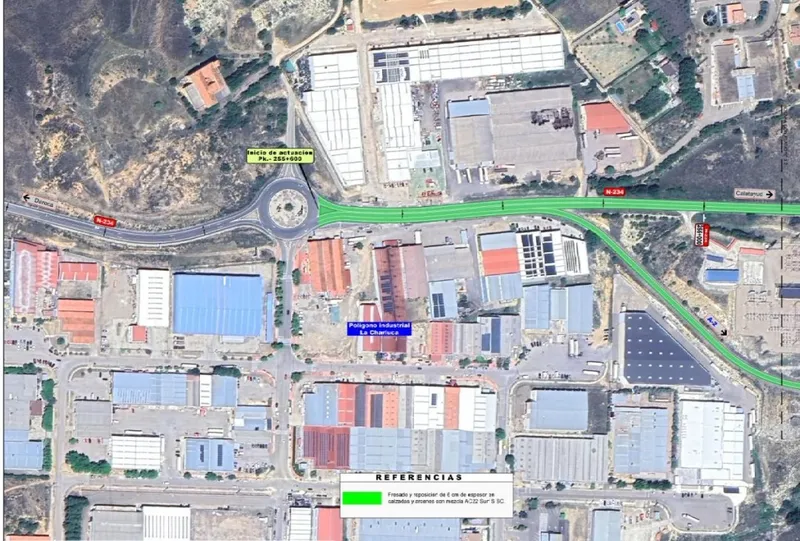 Calatayud: Afecciones al tráfico en la N-234 por obras de asfaltado