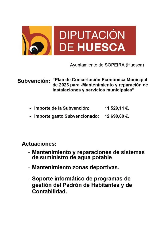 La Diputación de Huesca destina fondos a la mejora de servicios municipales